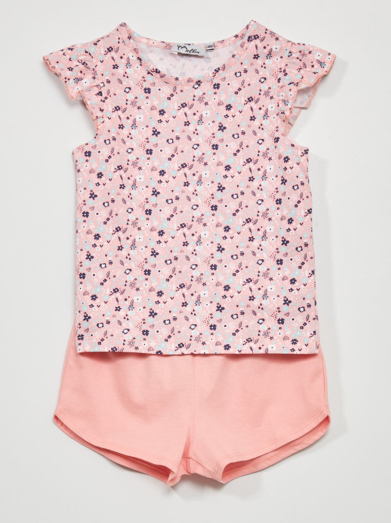 Conjunto de pijama t-shirt + calções - 2 peças ROSA - Kiabi