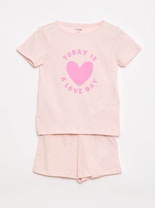 Conjunto de pijama t-shirt + calções - 2 peças