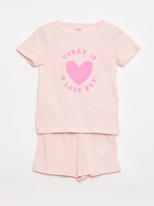 Conjunto de pijama t-shirt + calções - 2 peças - Kiabi