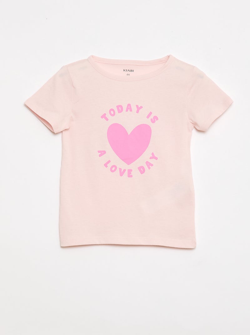 Conjunto de pijama t-shirt + calções - 2 peças Rosa - Kiabi