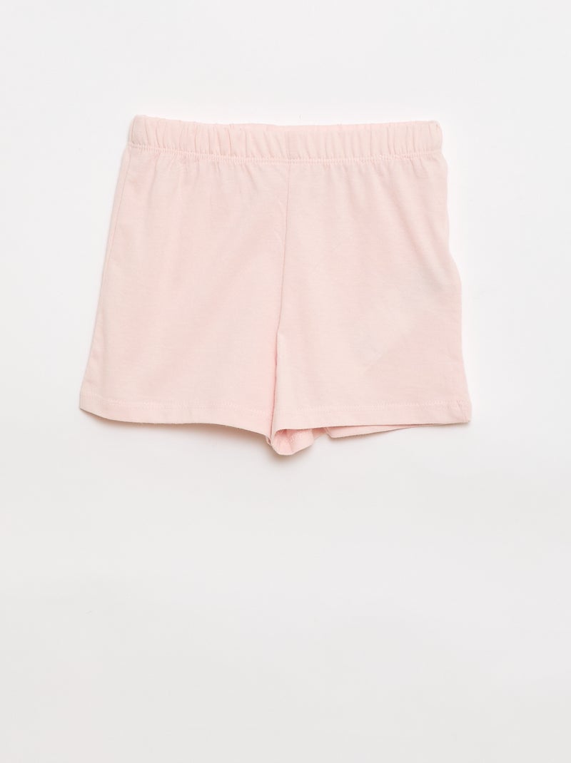 Conjunto de pijama t-shirt + calções - 2 peças Rosa - Kiabi