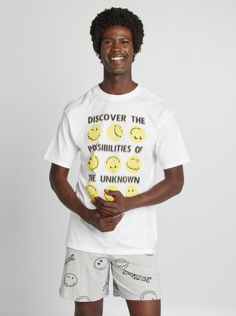 Conjunto de pijama t-shirt + calções - SmileyWorld CINZA - Kiabi