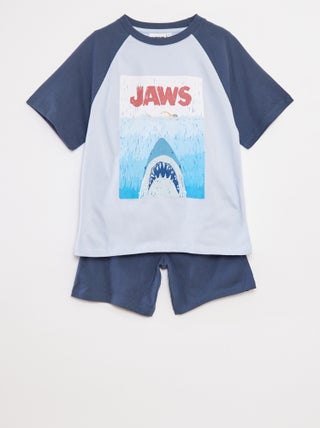 Conjunto de pijama t-shirt + calções 'Jaws' - 2 peças