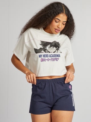 Conjunto de pijama t-shirt + calções 'My Hero Academia' - 2 peças