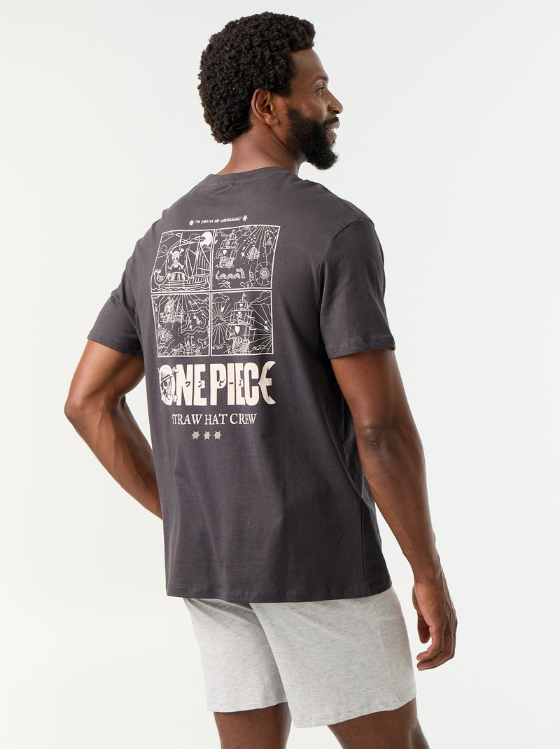 Conjunto de pijama t-shirt + calções 'One Piece' - 2 peças Preto - Kiabi
