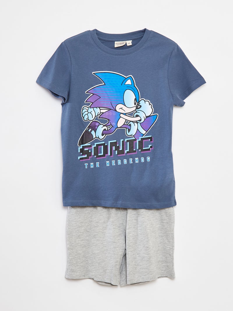 Conjunto de pijama t-shirt + calções 'Sonic' 'SEGA' - 2 peças Azul - Kiabi