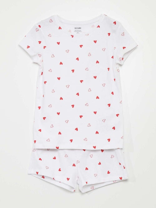 Conjunto de pijama: T-shirt e calções  - 2 peças - Kiabi
