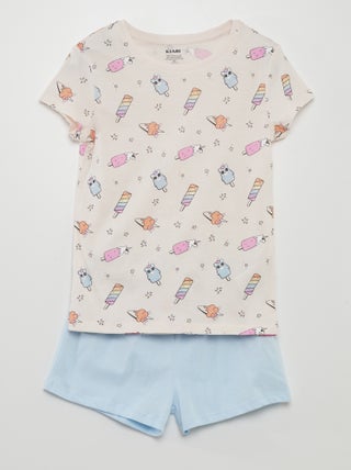 Conjunto de pijama: T-shirt e calções  - 2 peças