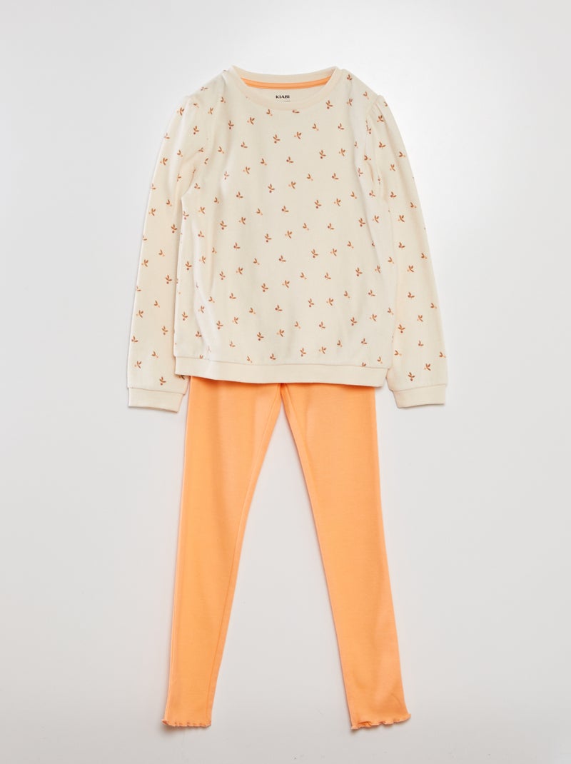 Conjunto de pijama t-shirt + leggings - 2 peças BRANCO - Kiabi