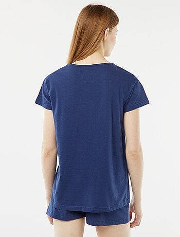 Conjunto de pijama t-shirt sem mangas + calções estampado - 2 calções