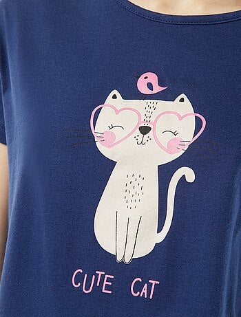 Conjunto de pijama t-shirt sem mangas + calções estampado - 2 calções