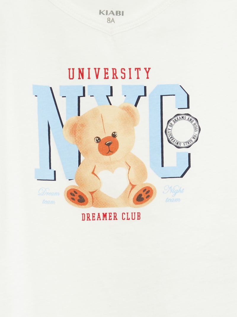 Conjunto de pijama top + calções com estampado - 2 peças AZUL - Kiabi