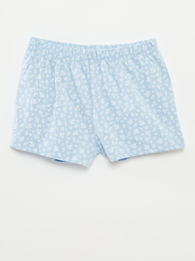 Conjunto de pijama top + calções com estampado - 2 peças AZUL - Kiabi