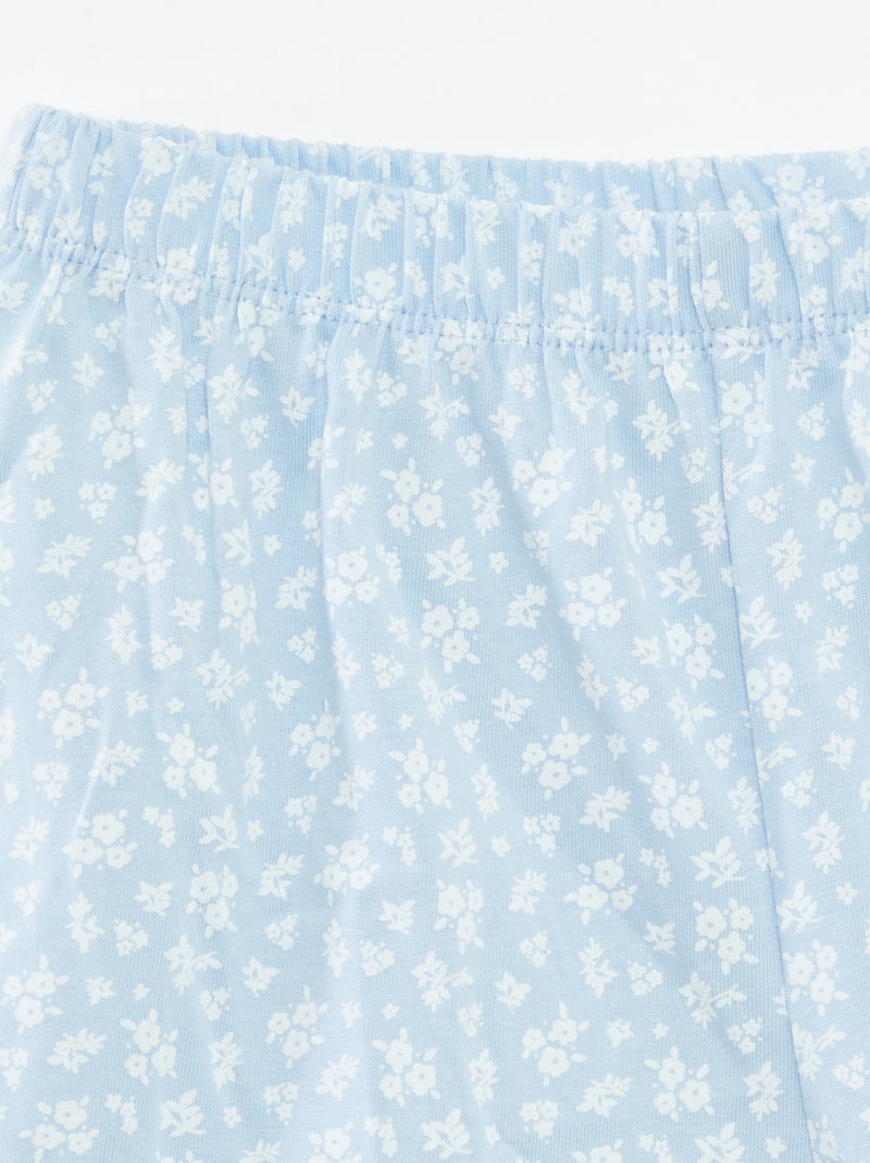 Conjunto de pijama top + calções com estampado - 2 peças AZUL - Kiabi