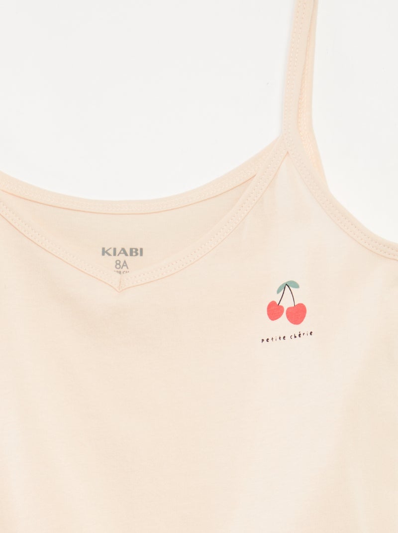 Conjunto de pijama top + calções com estampado - 2 peças ROSA - Kiabi