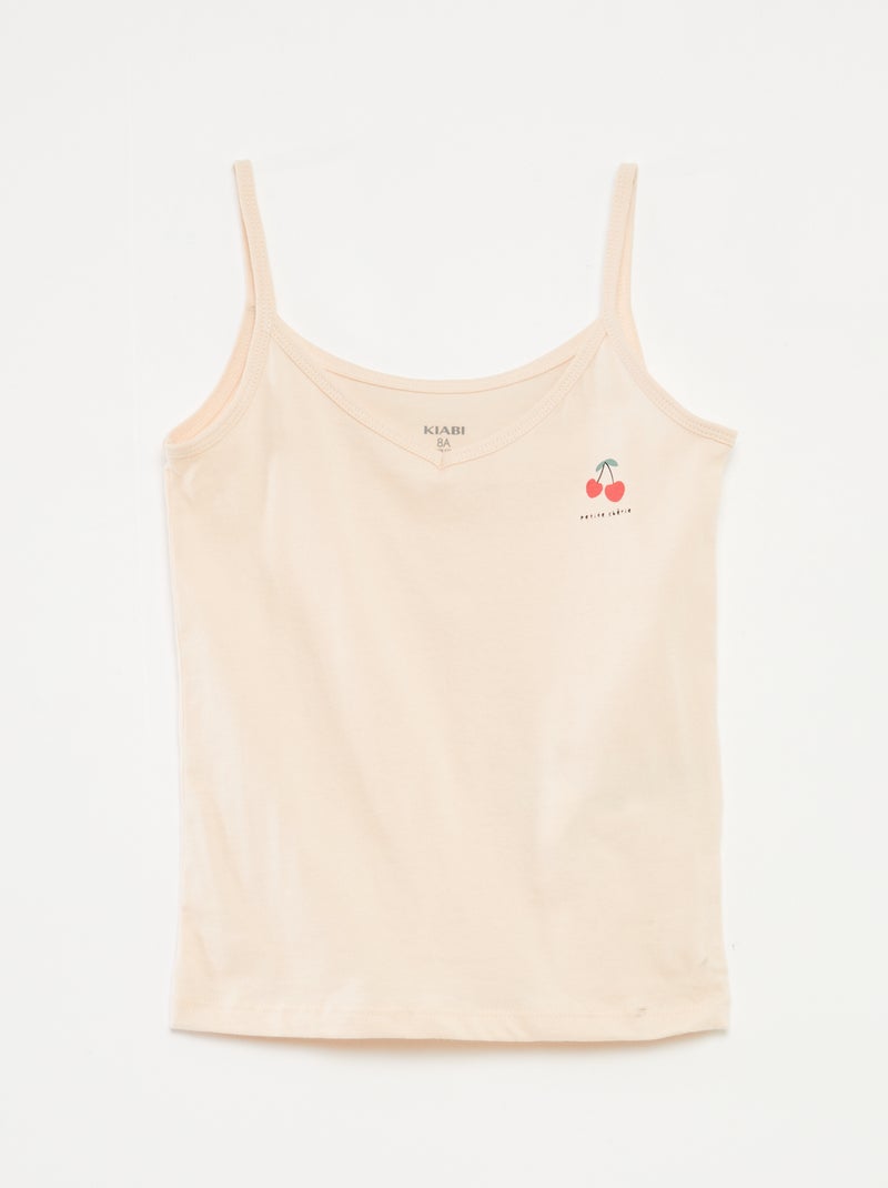 Conjunto de pijama top + calções com estampado - 2 peças ROSA - Kiabi
