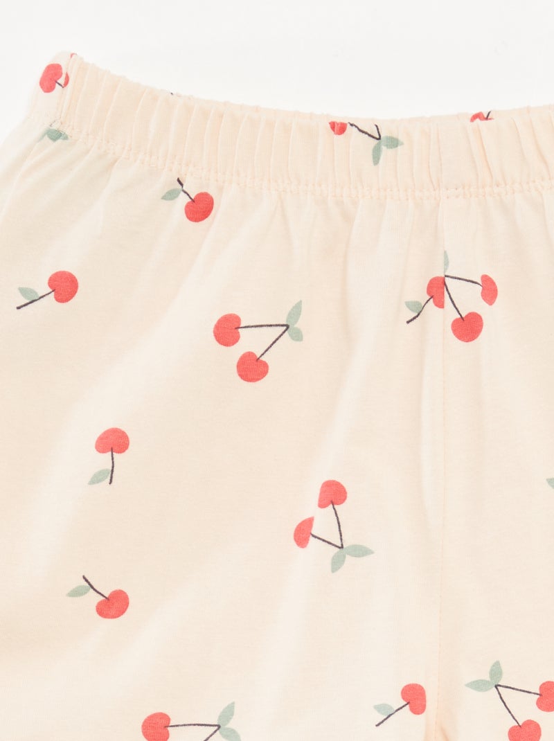 Conjunto de pijama top + calções com estampado - 2 peças ROSA - Kiabi