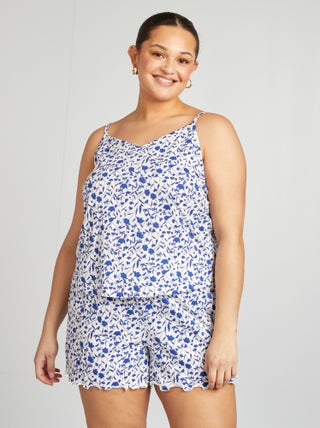 Conjunto de pijama top + calções com estampados - 2 peças