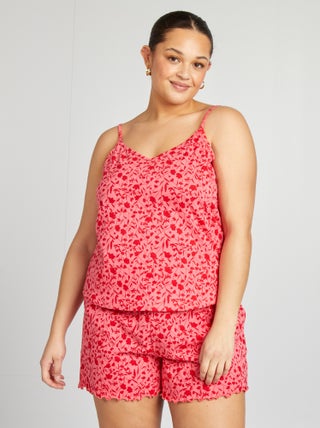 Conjunto de pijama top + calções com estampados - 2 peças