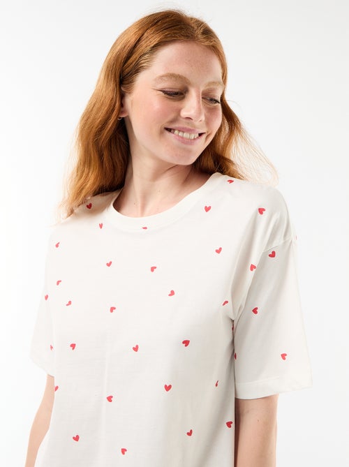 Conjunto de pijama top + calções em jersey de algodão - Kiabi