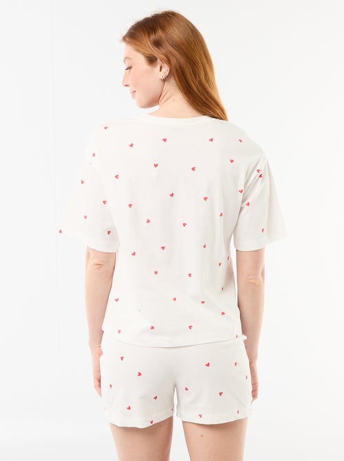 Conjunto de pijama top + calções em jersey de algodão - Kiabi