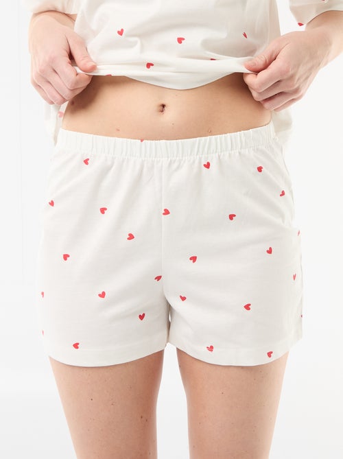 Conjunto de pijama top + calções em jersey de algodão - Kiabi