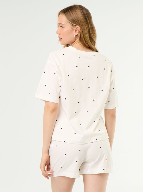 Conjunto de pijama top + calções em jersey de algodão - Kiabi Conjunto de pijama top + calções em jersey de algodão - Kiabi