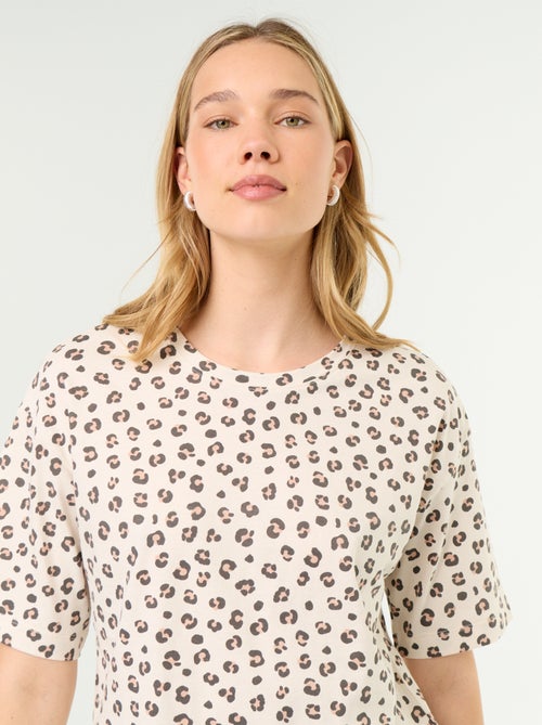 Conjunto de pijama top + calções em jersey de algodão - Kiabi Conjunto de pijama top + calções em jersey de algodão - Kiabi