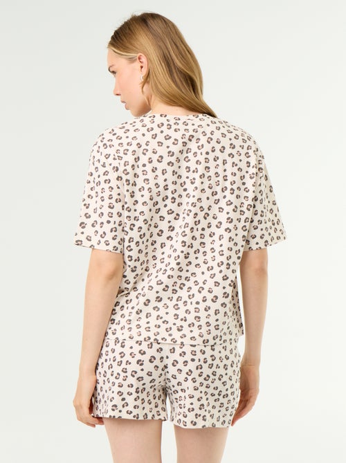 Conjunto de pijama top + calções em jersey de algodão - Kiabi Conjunto de pijama top + calções em jersey de algodão - Kiabi