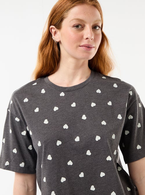 Conjunto de pijama top + calções em jersey de algodão - Kiabi