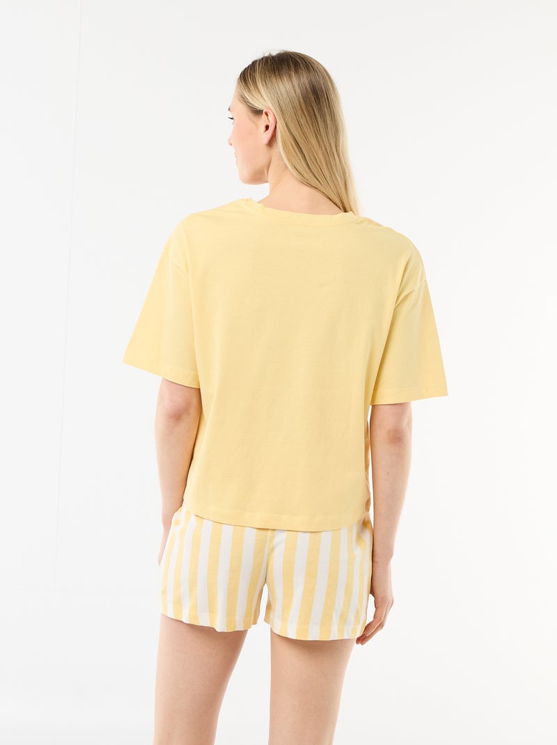 Conjunto de pijama top + calções em jersey de algodão Cinza - Kiabi