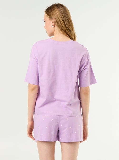 Conjunto de pijama top + calções em jersey de algodão - Kiabi Conjunto de pijama top + calções em jersey de algodão - Kiabi