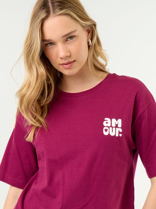 Conjunto de pijama top + calções em jersey de algodão - Kiabi Conjunto de pijama top + calções em jersey de algodão - Kiabi