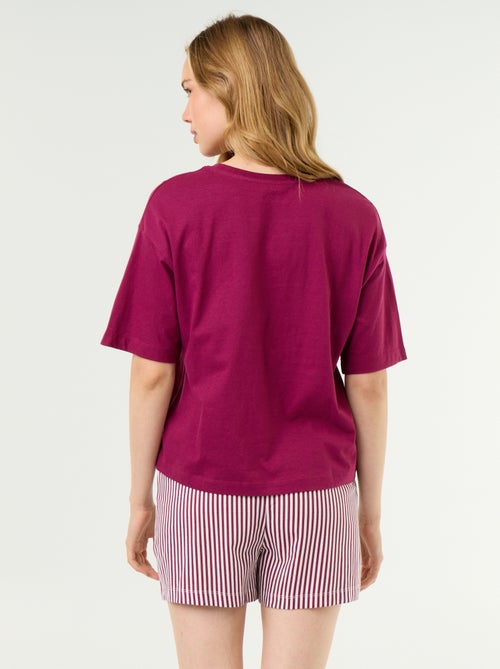 Conjunto de pijama top + calções em jersey de algodão - Kiabi Conjunto de pijama top + calções em jersey de algodão - Kiabi