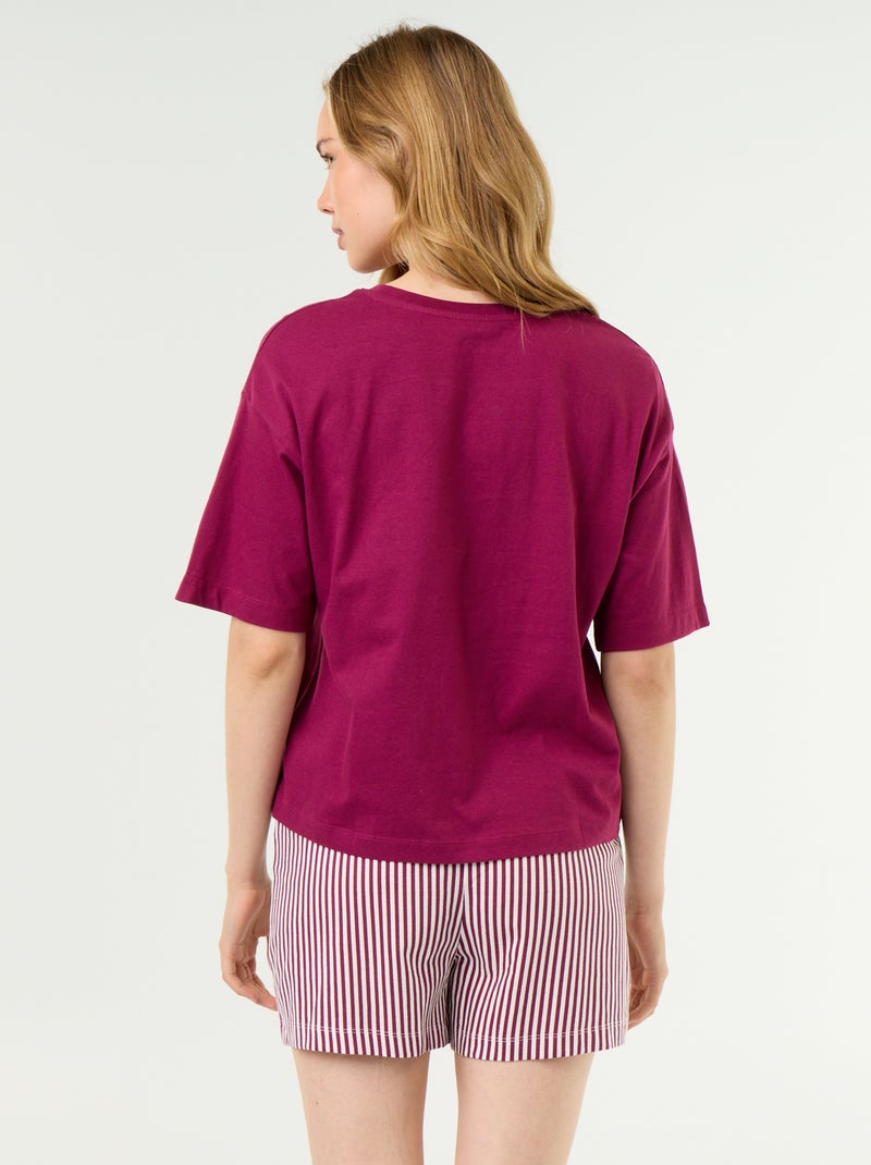 Conjunto de pijama top + calções em jersey de algodão Vermelho - Kiabi