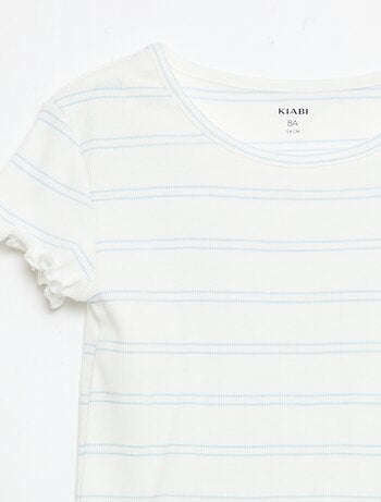 Conjunto de pijama top + calções em rib algodão