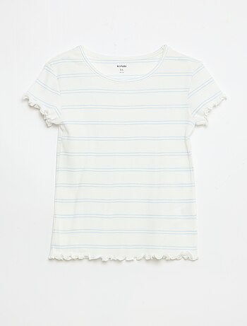 Conjunto de pijama top + calções em rib algodão