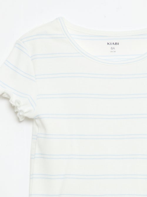 Conjunto de pijama top + calções em rib algodão - Kiabi