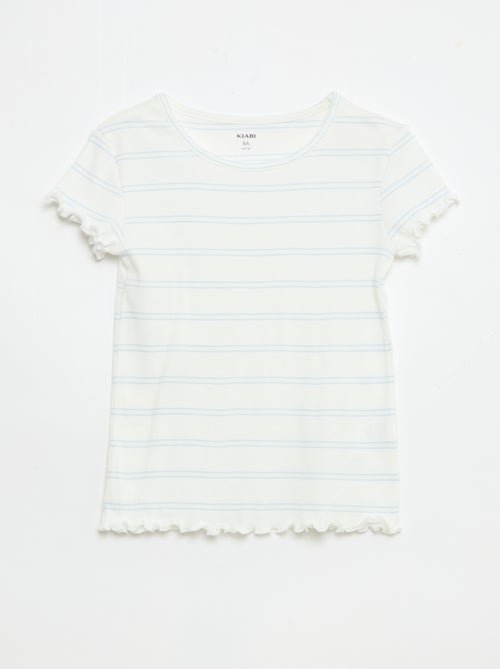 Conjunto de pijama top + calções em rib algodão - Kiabi