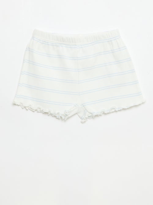 Conjunto de pijama top + calções em rib algodão - Kiabi