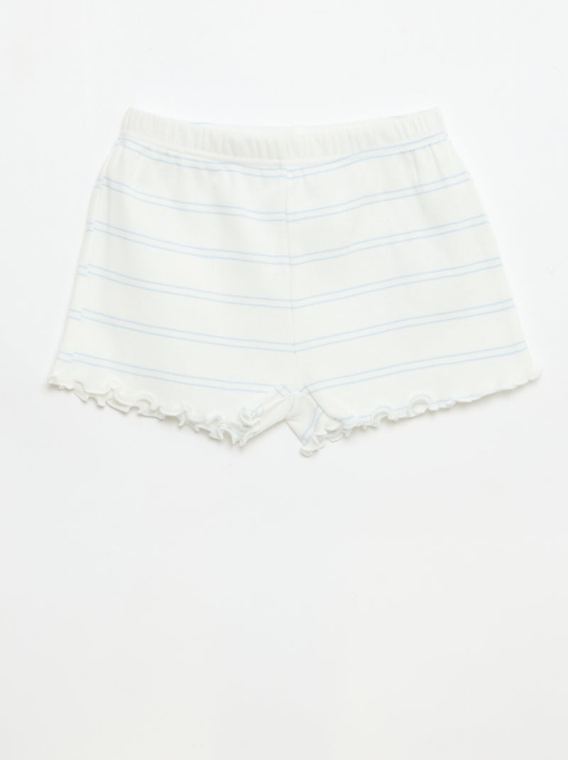 Conjunto de pijama top + calções em rib algodão Branco - Kiabi