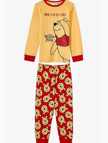 Conjunto de pijama winnie the pooh em algodão de manga curta para menina penti