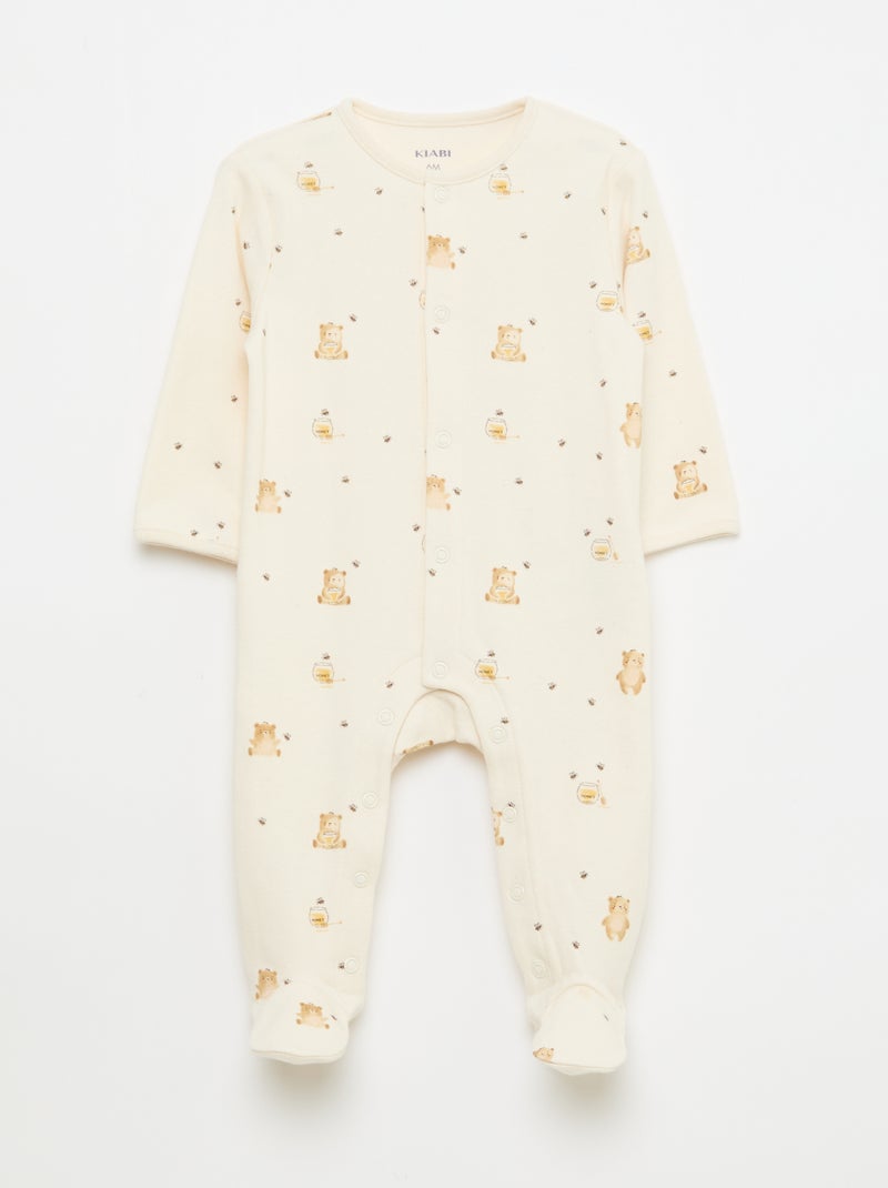 Conjunto de pijamas com pés Branco - Kiabi