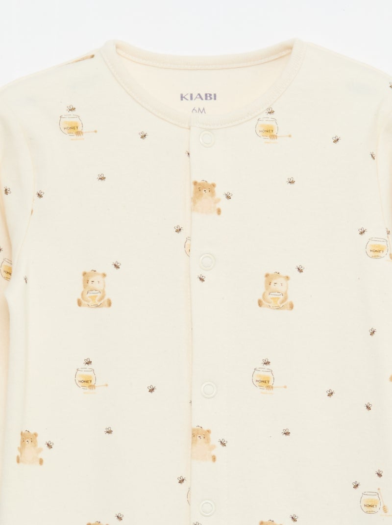 Conjunto de pijamas com pés Branco - Kiabi