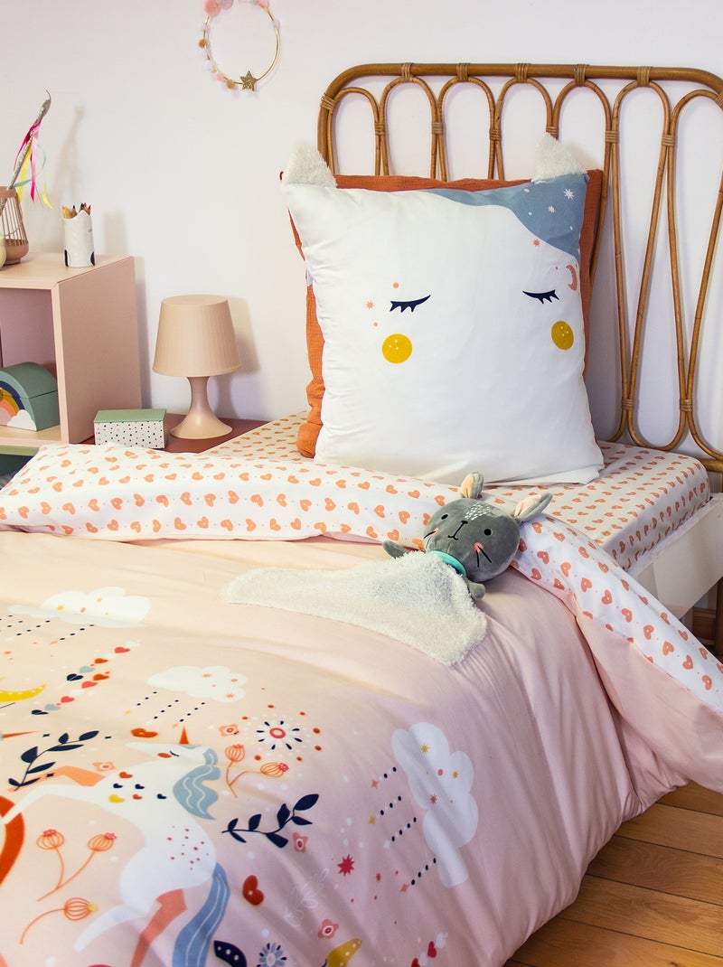 Conjunto de roupa de cama 1 pessoa 2 peças: capa de edredão + fronha Rosa - Kiabi