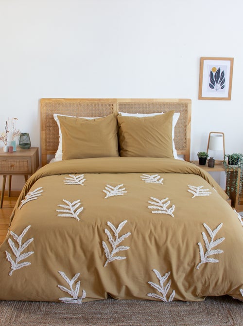 Conjunto de roupa de cama com folhas tufadas em algodão lavado - Kiabi