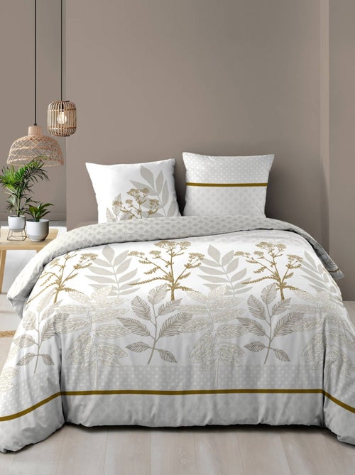 Conjunto de roupa de cama com padrão de folhagem em algodão estampado frente e verso - Kiabi