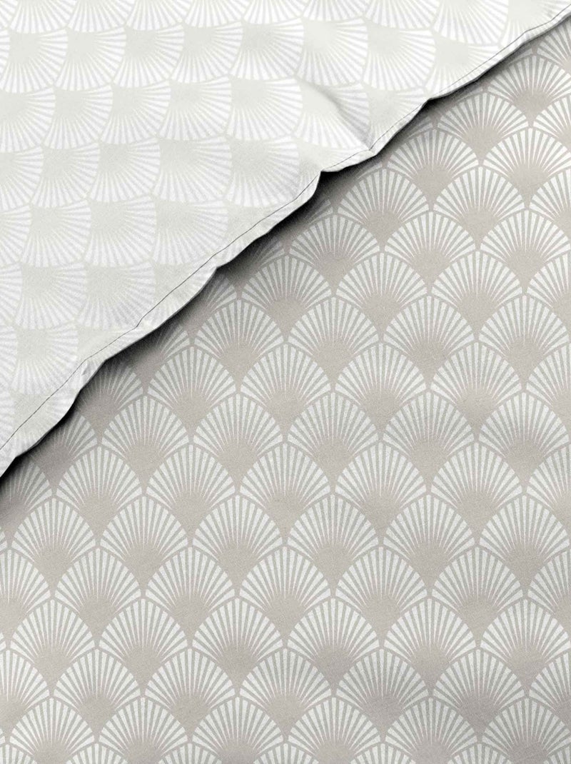 Conjunto de roupa de cama com padrão de folhagem em algodão estampado frente e verso Bege-cinza - Kiabi
