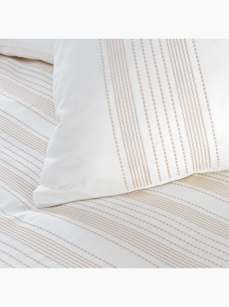 Conjunto de roupa de cama de algodão com motivos bordados finos Branco - Kiabi