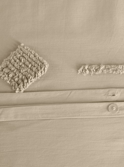 Conjunto de roupa de cama de algodão lavado com tufos geométricos - Kiabi